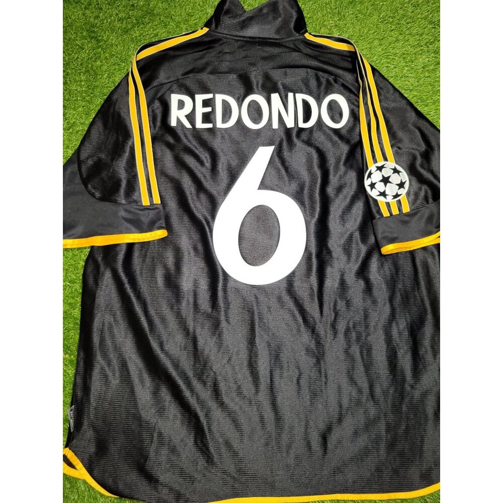 Redondo Real Madrid Black Away UEFA FINAL 1999 2000 Soccer Jersey XL SKU# 627113